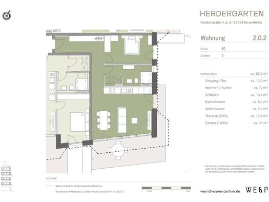 Wohnung zur Miete - Erstbezug 1.660 € 2 Zimmer 83 m² EG West Rosenheim 83024