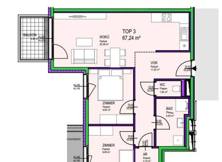 Wohnung zum Kauf 357.996 € 3 Zimmer 66,3 m² Groß-Enzersdorf 2301
