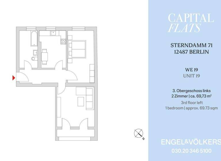 Wohnung zum Kauf provisionsfrei 255.000 € 2 Zimmer 69,7 m² 3. Geschoss Sterndamm 71 Johannisthal Berlin 12487