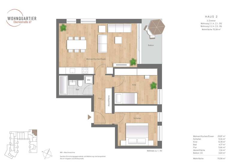 Wohnung zum Kauf provisionsfrei 549.000 € 3 Zimmer 71 m² 2. Geschoss Pfersee Augsburg 86157