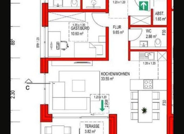 Wohnung zur Miete 1.032 € 3 Zimmer 86 m² frei ab sofort Innenstadt Gütersloh 33330