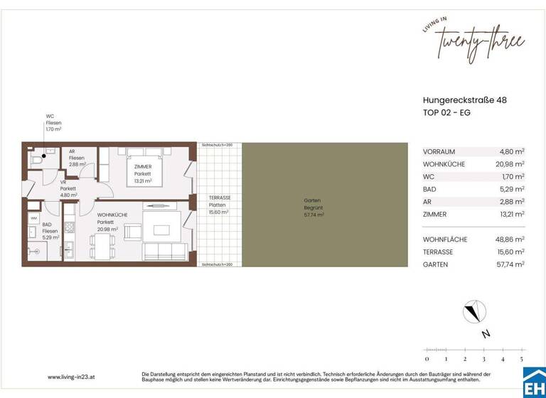 Wohnung zum Kauf - Erstbezug 329.000 € 2 Zimmer 48,9 m² EG Hungereckstraße Wien 1230
