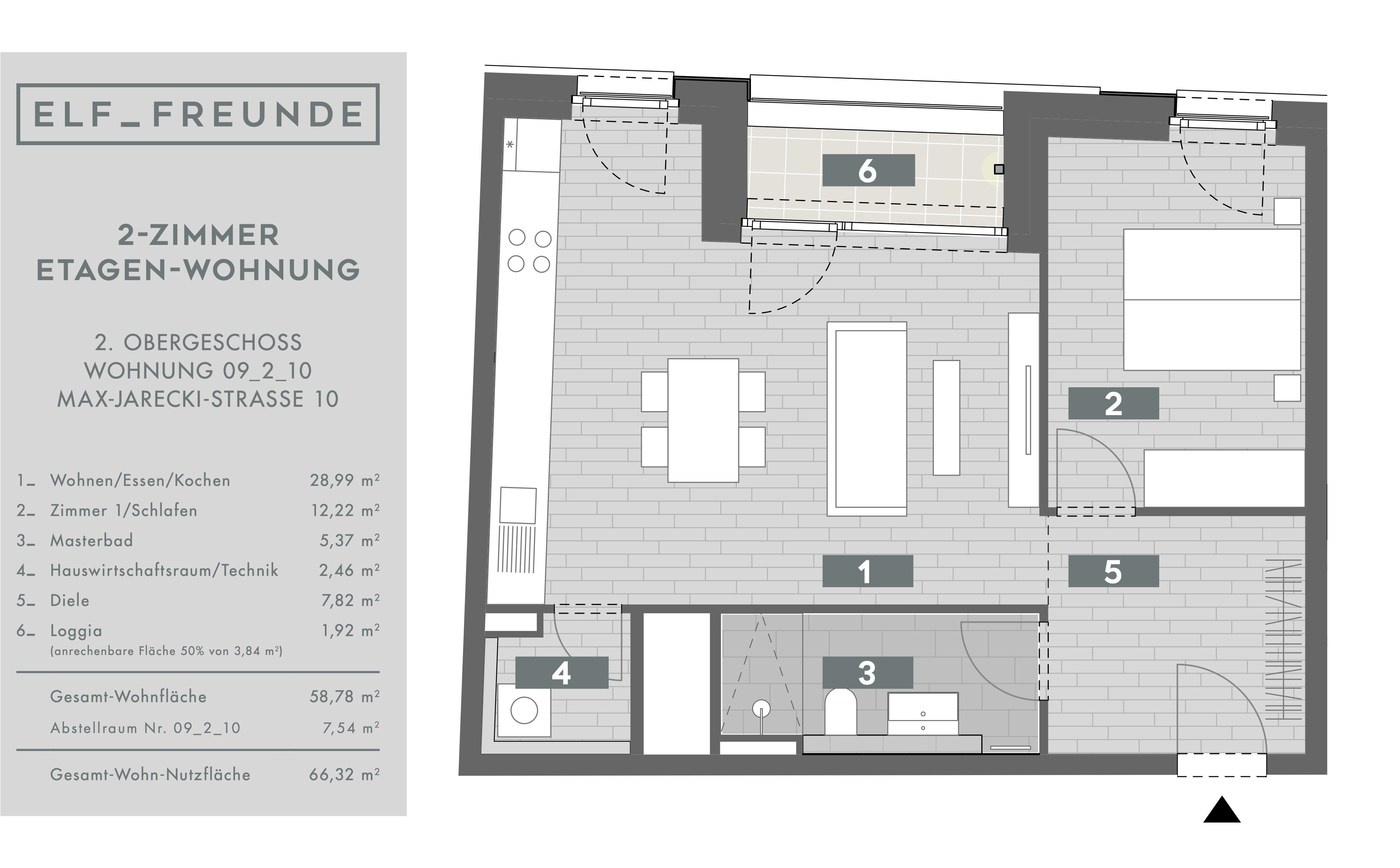 Wohnung zur Miete 1.120 € 2 Zimmer 58,8 m²<br/>Wohnfläche 2.<br/>Geschoss Max-Jarecki-Str. 10 Bahnstadt - Ost Heidelberg 69115