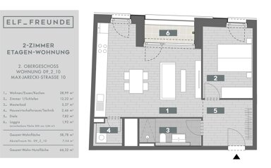 Wohnung zur Miete 1.120 € 2 Zimmer 58,8 m² 2. Geschoss Max-Jarecki-Str. 10 Bahnstadt - Ost Heidelberg 69115