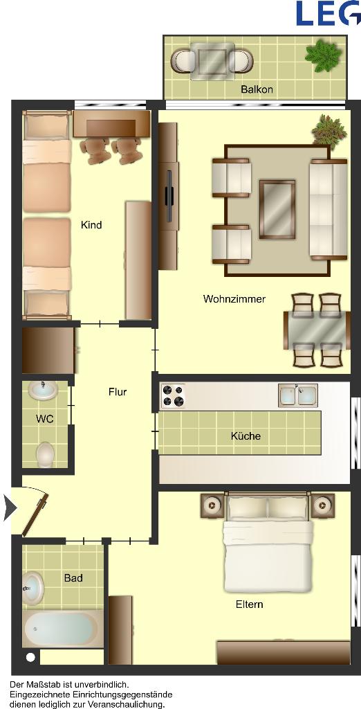 Wohnung zur Miete 559 € 3 Zimmer 73 m²<br/>Wohnfläche 1.<br/>Geschoss An der Eick 16 Innenstadt Radevormwald 42477