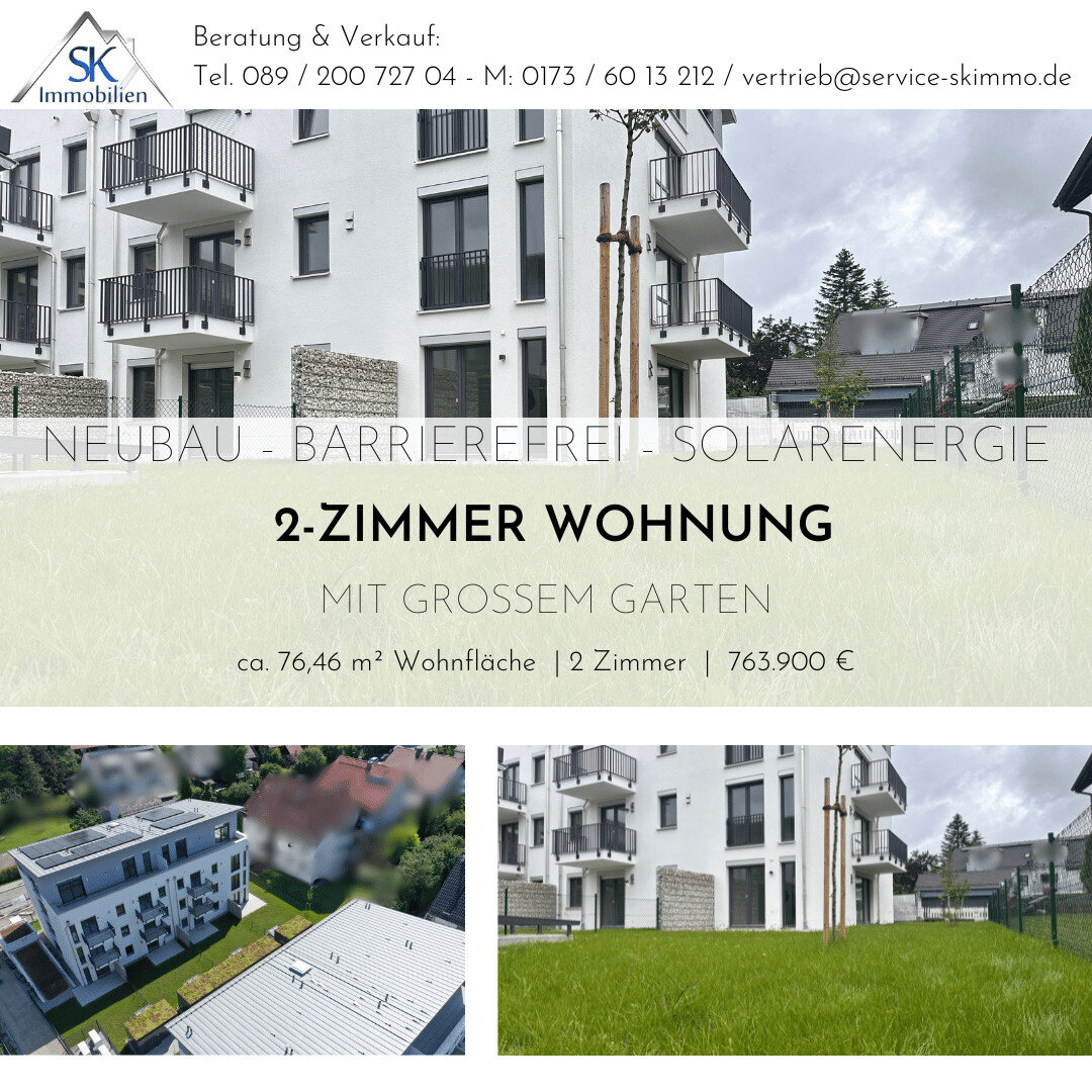 Wohnung zum Kauf 763.900 € 2 Zimmer 76,5 m²<br/>Wohnfläche EG<br/>Geschoss Obere Bahnhofstrasse 32 Germering Germering 82110