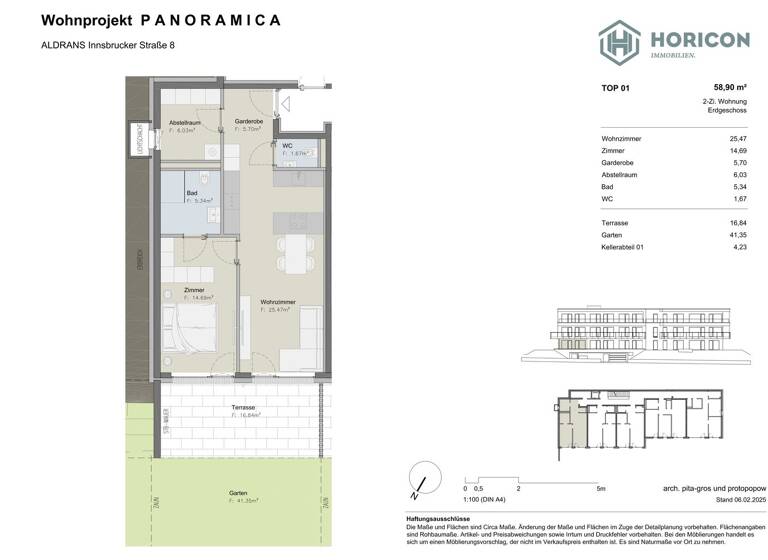 Wohnung zum Kauf provisionsfrei 498.000 € 2 Zimmer 58,9 m² EG Aldrans 6071