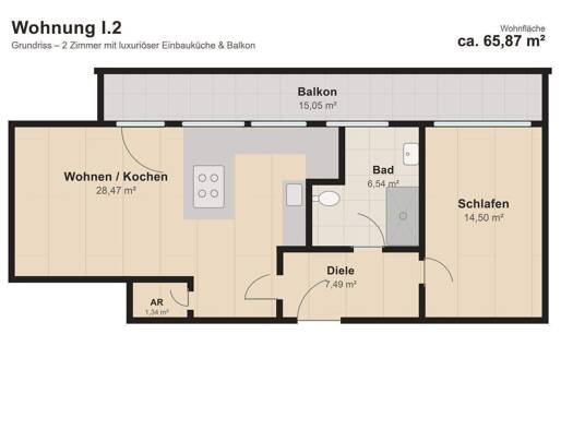 Wohnung zur Miete 900 € 2 Zimmer 65,9 m² 1. Geschoss Körnerstraße 100 Steinbühl Nürnberg 90459