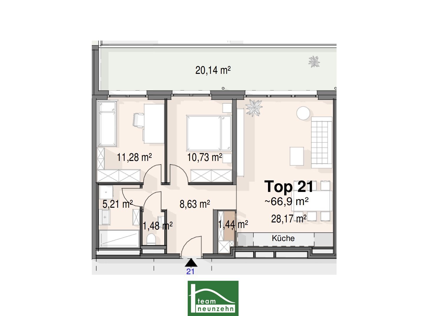 Wohnung zum Kauf 315.141 € 3 Zimmer 66,1 m²<br/>Wohnfläche 2.<br/>Geschoss Bahnhofstraße 22 Strasshof an der Nordbahn 2231