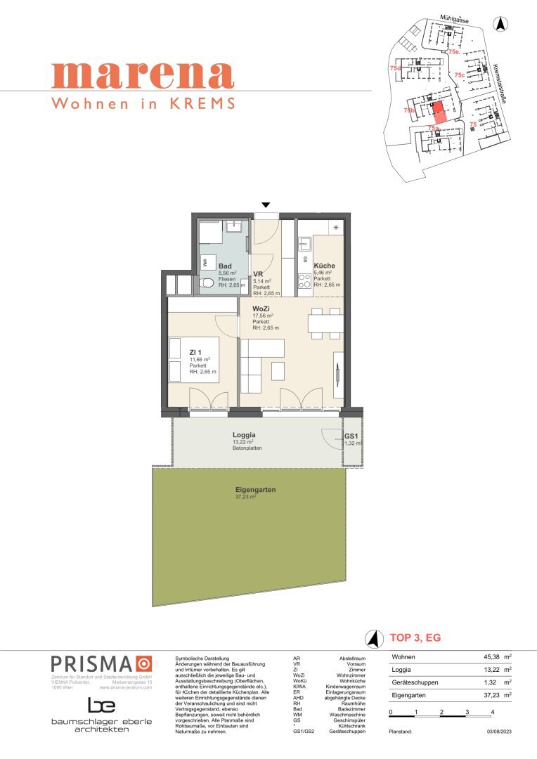 Wohnung zur Miete 777 € 2 Zimmer 45,4 m²<br/>Wohnfläche 01.03.2025<br/>Verfügbarkeit Kremstalstraße 75b Krems an der Donau Krems an der Donau 3500