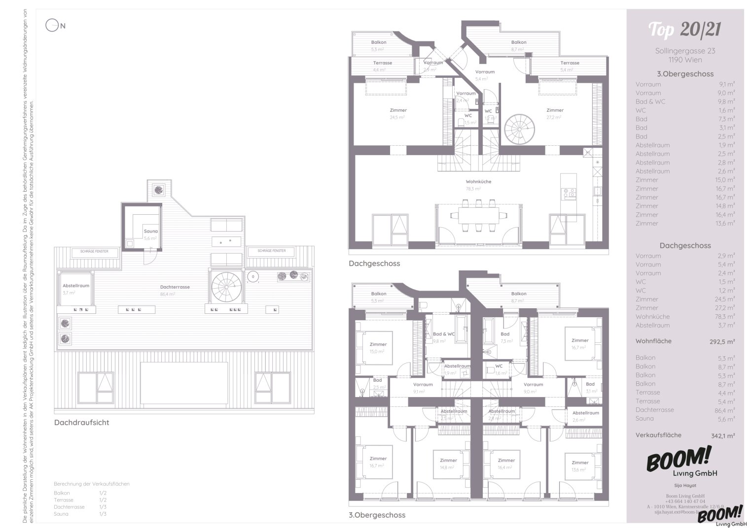 Penthouse zum Kauf 3.900.000 € 9 Zimmer 292,5 m²<br/>Wohnfläche Wien 1190