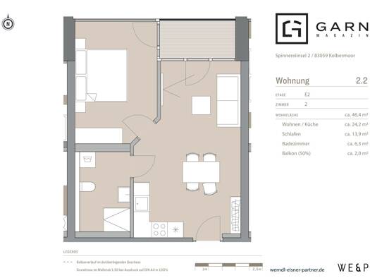 Wohnung zur Miete - Erstbezug 900 € 2 Zimmer 46 m² 2. Geschoss frei ab 01.11.2026 Kolbermoor 83059
