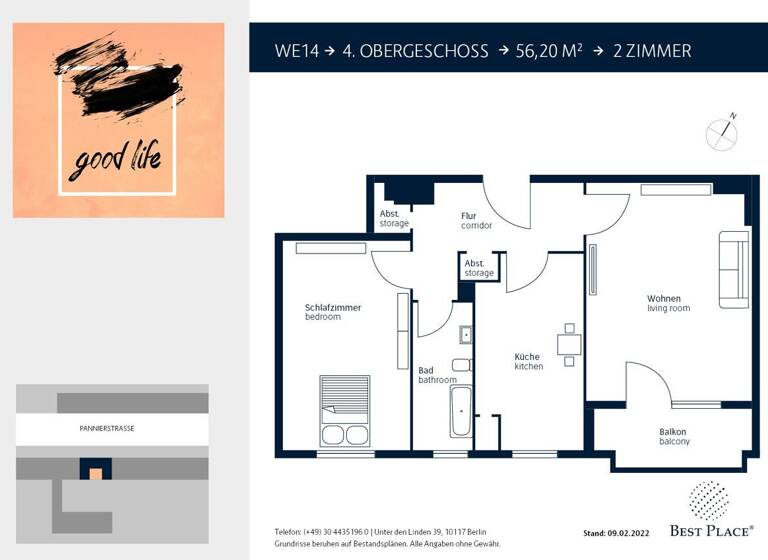 Wohnung zum Kauf provisionsfrei 235.000 € 2 Zimmer 56,2 m² 4. Geschoss Pannierstraße 20 Neukölln Berlin 12047