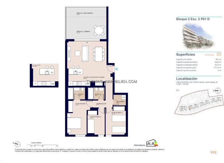 Wohnung zum Kauf 395.000 € 5 Zimmer 80 m² El Vergel 03770