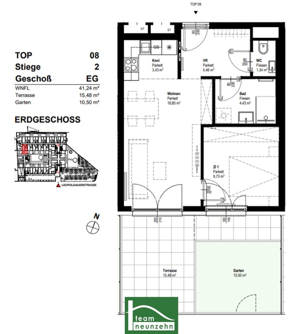 Wohnung zur Miete 670 € 2 Zimmer 41,2 m²<br/>Wohnfläche EG<br/>Geschoss 01.03.2025<br/>Verfügbarkeit Leopoldauer Straße 131 Wien 1210