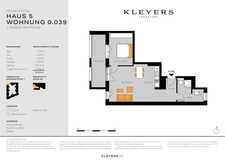 Wohnung zum Kauf - Erstbezug 419.900 € 2 Zimmer 61,5 m² EG Gallus Frankfurt 60326