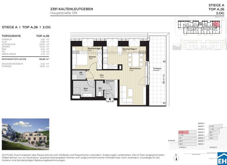 Wohnung zum Kauf - Erstbezug 291.667 € 2 Zimmer 58,9 m² 2. Geschoss Hauptstraße Kaltenleutgeben 2391