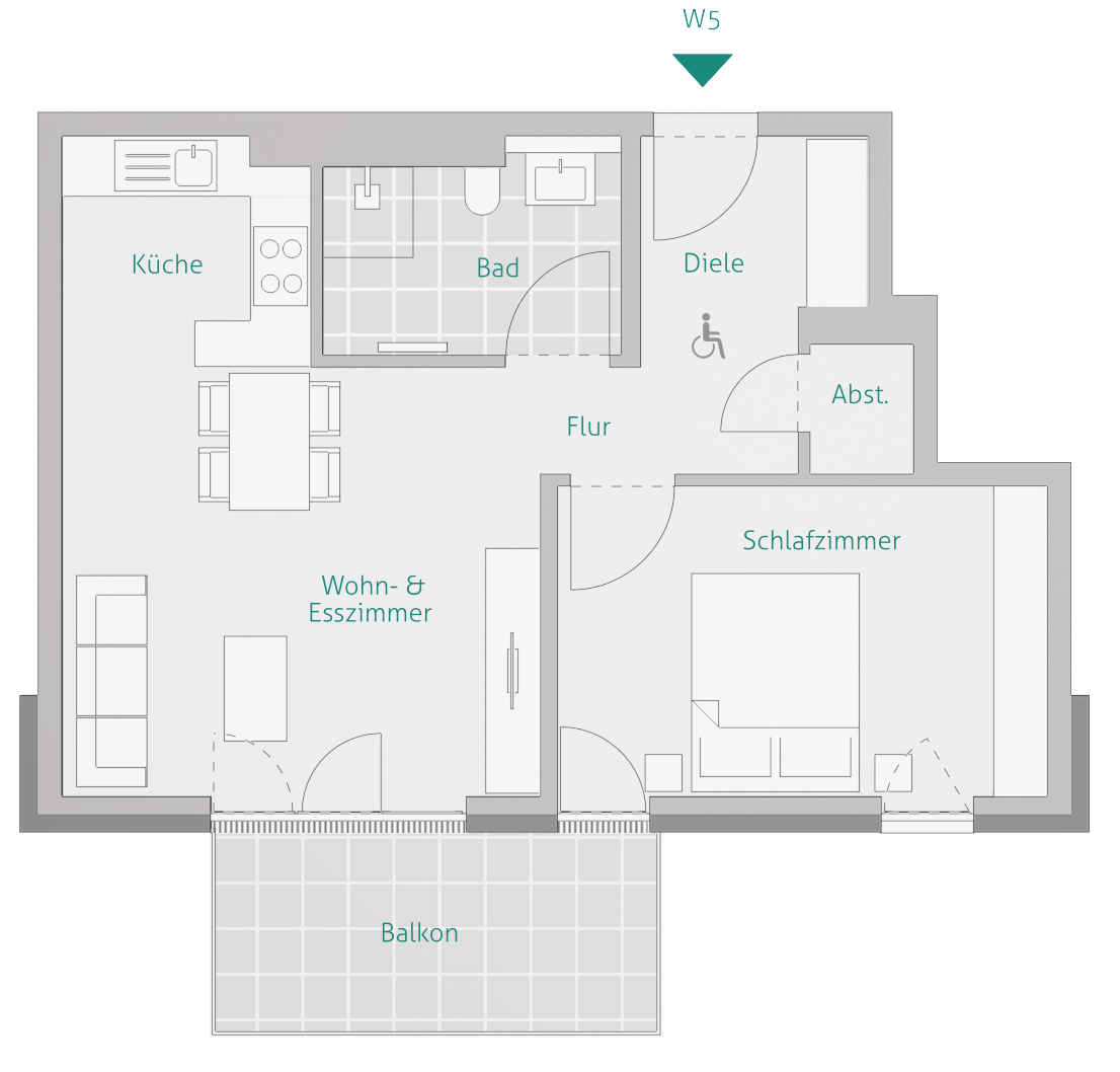 Wohnung zum Kauf provisionsfrei 482.900 € 2 Zimmer 58,4 m²<br/>Wohnfläche 1.<br/>Geschoss Schillerstraße 36 Herrenberg Herrenberg 71083