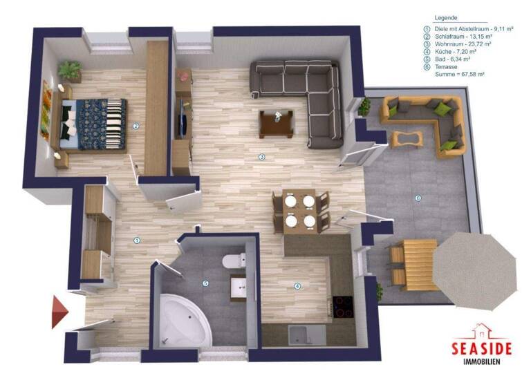 Terrassenwohnung zum Kauf 285.000 € 2 Zimmer 67,6 m² Börgerende Börgerende-Rethwisch 18211