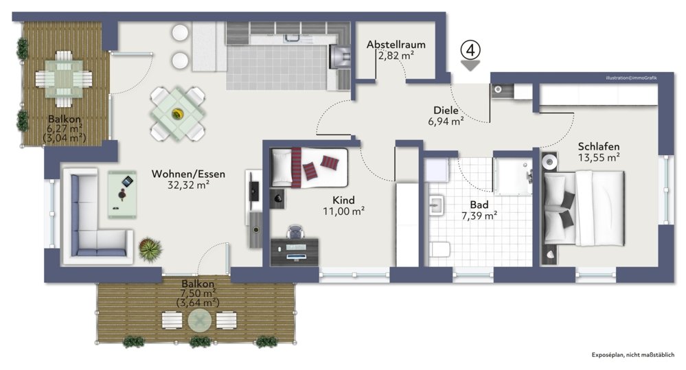 Wohnung zur Miete 1.050 € 3 Zimmer 80,7 m²<br/>Wohnfläche EG<br/>Geschoss Ergoldsbach Ergoldsbach 84061