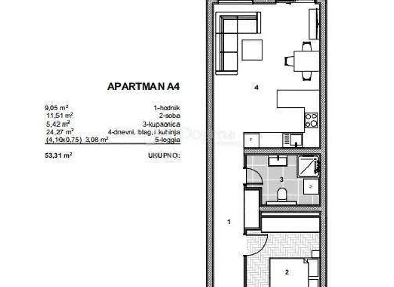 Wohnung zum Kauf 223.902 € 2 Zimmer 53 m² 1. Geschoss Trogir