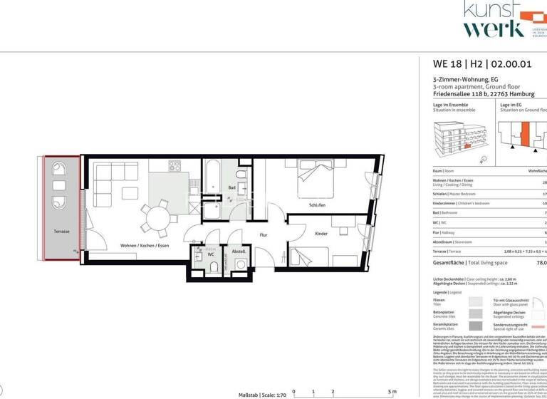 Wohnung zum Kauf - Erstbezug provisionsfrei 749.000 € 3 Zimmer 78 m² EG Ottensen Hamburg 22763