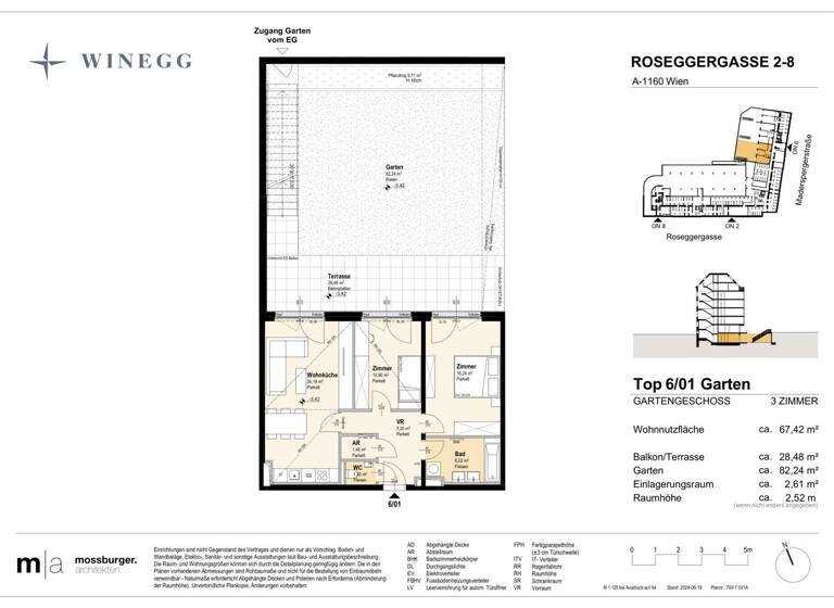 Wohnung zum Kauf - Erstbezug 440.200 € 3 Zimmer 67,5 m² EG Roseggergasse 2-8 Wien 1160