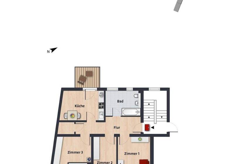 Wohnung zur Miete 574 € 3 Zimmer 74,9 m² 2. Geschoss frei ab 01.03.2026 Friedrich-Ebert-Str. 59 Innenstadt Wolfsburg 38440