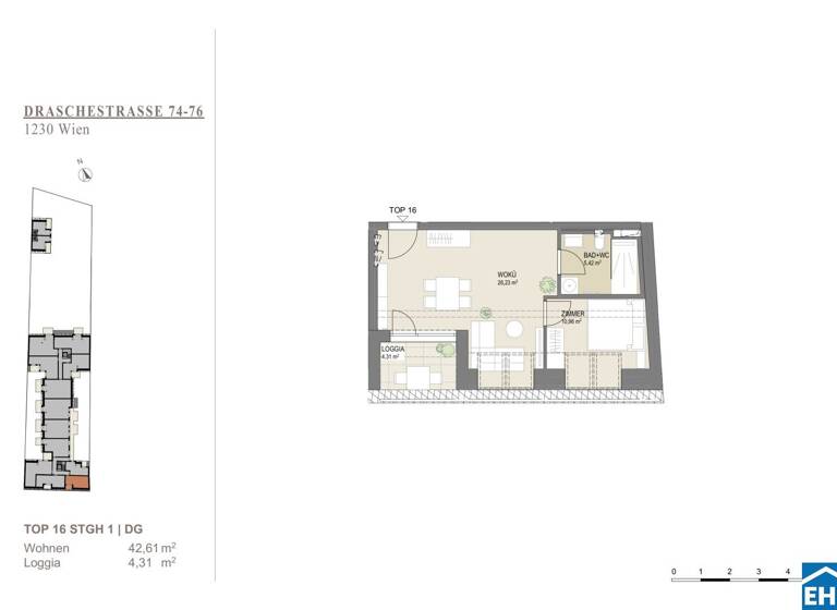 Wohnung zum Kauf - Erstbezug 242.100 € 2 Zimmer 41,8 m² 2. Geschoss Draschestraße Wien 1230