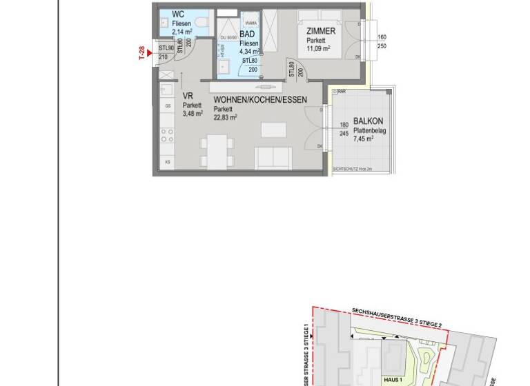 Wohnung zum Kauf - Erstbezug 369.000 € 2 Zimmer 43,8 m² 3. Geschoss Sechshauser Straße Wien 1150