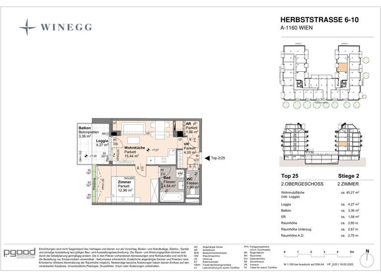 Wohnung zum Kauf - Erstbezug 296.900 € 2 Zimmer 41 m² 2. Geschoss Herbststraße 6-10 Wien 1160