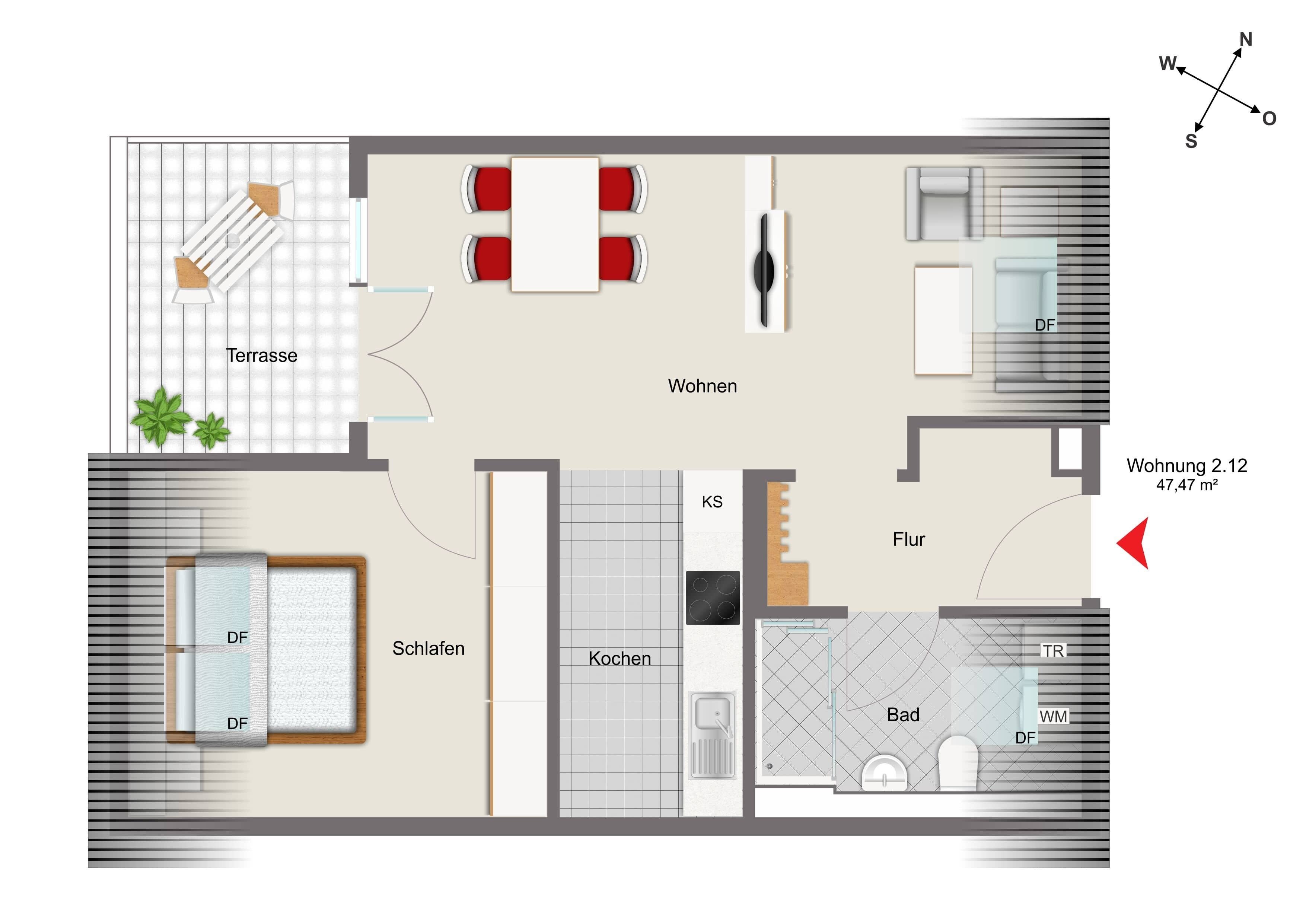 Wohnung zum Kauf provisionsfrei 236.900 € 2 Zimmer 47,5 m²<br/>Wohnfläche ab sofort<br/>Verfügbarkeit Saal Saal 93342