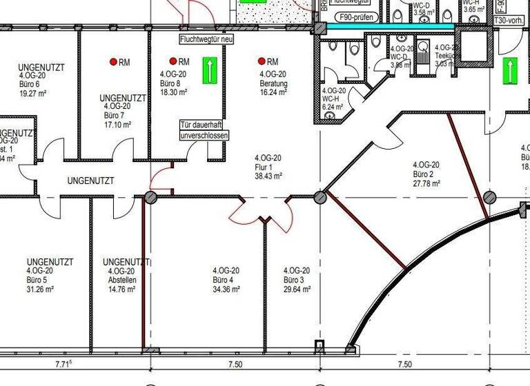 Bürofläche zur Miete provisionsfrei 7,50 € 10 Zimmer 330 m² Bürofläche Zentrum Chemnitz 09111