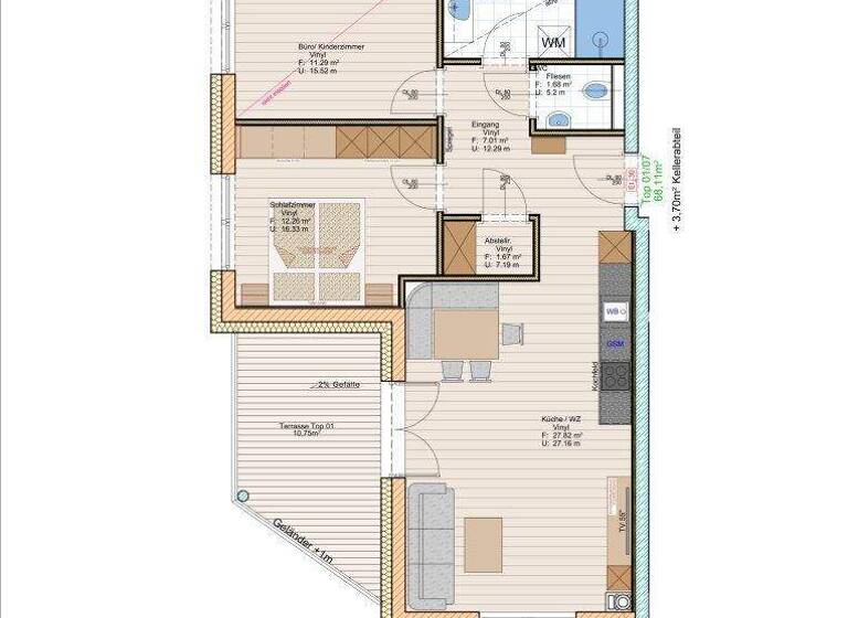 Studio zur Miete - Erstbezug 1.330 € 3 Zimmer 68,1 m² Buch in Tirol 6220