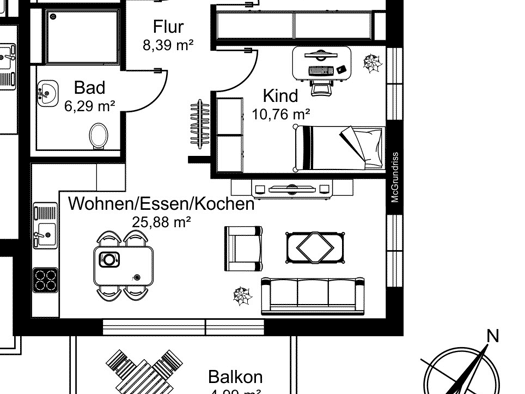 Wohnung zum Kauf - Erstbezug provisionsfrei 435.000 € 3 Zimmer 74,5 m² 1. Geschoss Feldstraße Heidkamp Bergisch Gladbach 51469