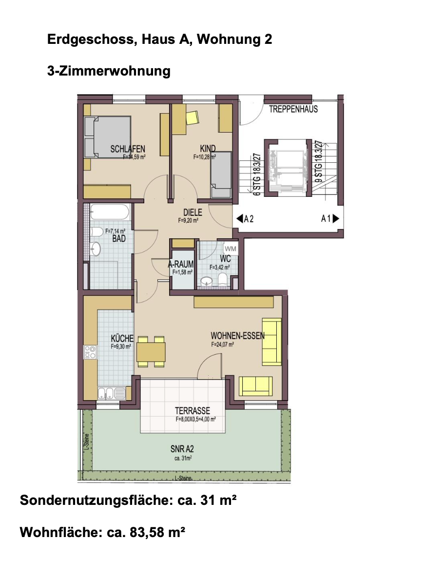 Terrassenwohnung zum Kauf 590.000 € 3 Zimmer 83,6 m²<br/>Wohnfläche EG<br/>Geschoss Littenweiler Freiburg im Breisgau 79117