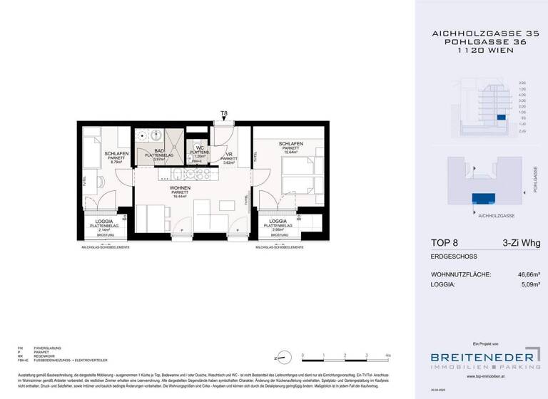 Wohnung zum Kauf - Erstbezug 290.000 € 3 Zimmer 46,7 m² EG Wien 1120