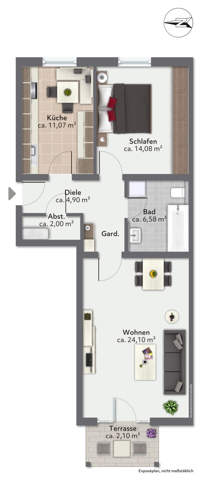 Wohnung zum Kauf 206.000 € 2 Zimmer 65 m²<br/>Wohnfläche EG<br/>Geschoss Altötting Altötting 84503