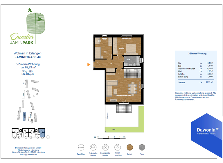 Wohnung zur Miete - Erstbezug 1.345 € 3 Zimmer 82,9 m² EG frei ab sofort Jaminstr. 4c Anger Erlangen 91052