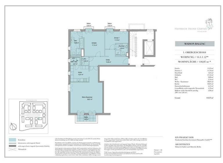 Wohnung zum Kauf 890.000 € 3 Zimmer 117 m² 1. Geschoss Heerdt Düsseldorf 40549