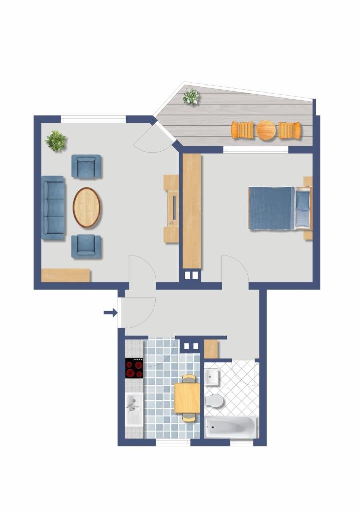 Wohnung zum Kauf provisionsfrei 96.000 € 2 Zimmer 53,8 m²<br/>Wohnfläche 1.<br/>Geschoss Wertstraße 12 Dellwig Essen 45357