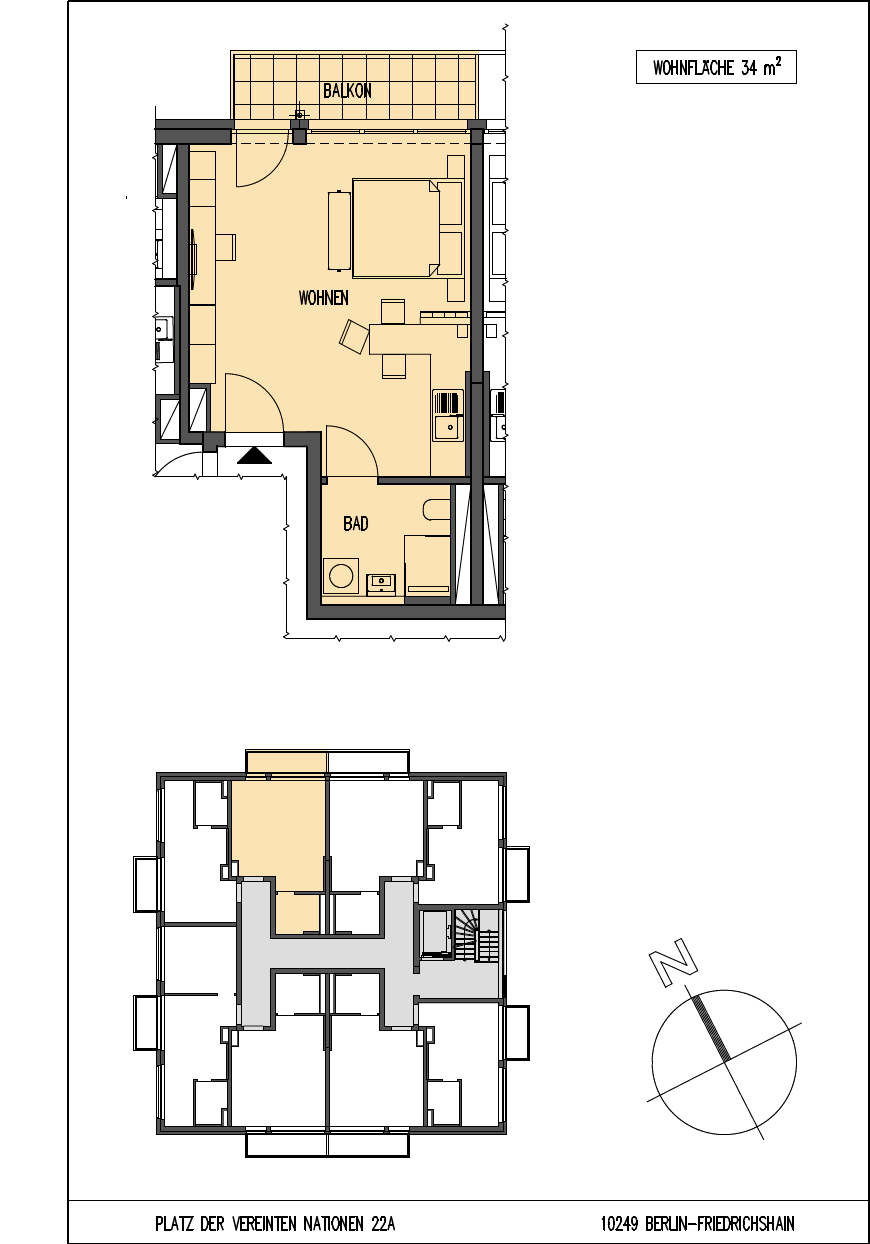 Wohnung zur Miete Wohnen auf Zeit 1.395 € 1 Zimmer 34 m²<br/>Wohnfläche 16.09.2025<br/>Verfügbarkeit Platz der Vereinten Nationen 22 A Friedrichshain Berlin 10249