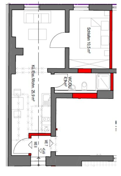 Wohnung zur Miete 640 € 2 Zimmer 41,3 m²<br/>Wohnfläche 1.<br/>Geschoss Königstraße 115a Altstadt / Innenstadt 12 Fürth 90762