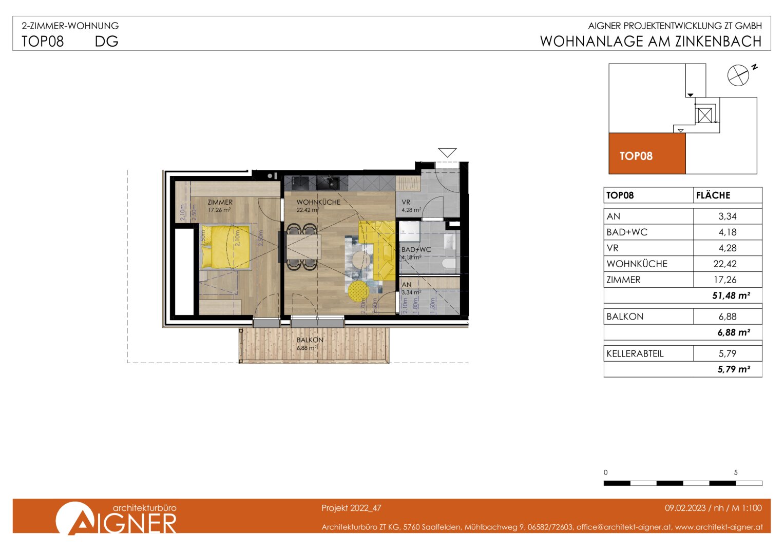 Wohnung zum Kauf 360.000 € 2 Zimmer 51,5 m²<br/>Wohnfläche 2.<br/>Geschoss Sankt Gilgen 5342