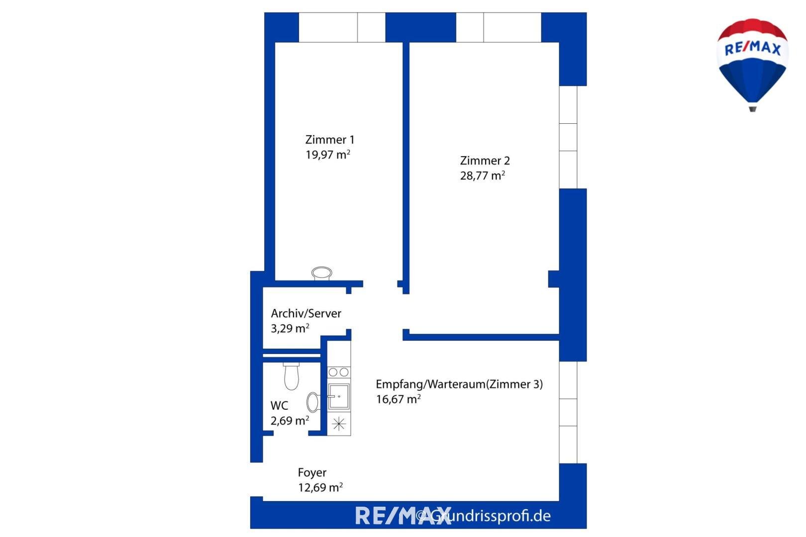 Praxis zur Miete 1.050 € 3 Zimmer 84 m²<br/>Bürofläche Maria-Anzbach 3034