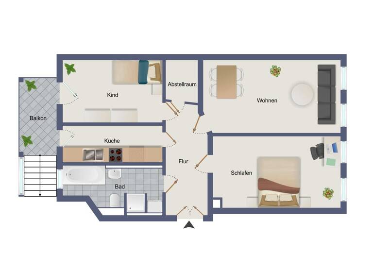 Wohnung zum Kauf 190.000 € 3 Zimmer 73 m² Volkmarsdorf Leipzig 04315