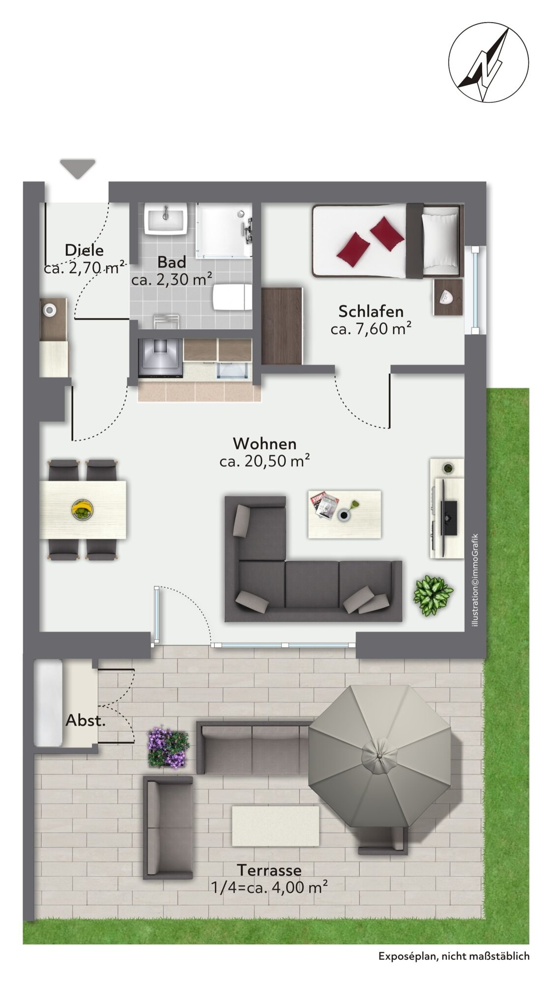 Wohnung zum Kauf 169.000 € 1,5 Zimmer 37 m²<br/>Wohnfläche Bernhaupten Bergen (Bernhaupten) 83346