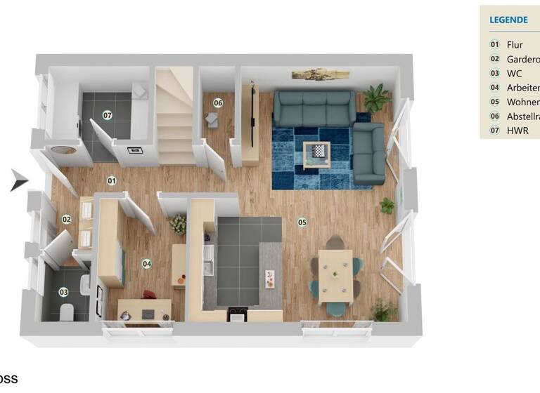 Reihenendhaus zum Kauf 424.000 € 5 Zimmer 117,1 m² 259 m² Grundstück Horstmar 48612