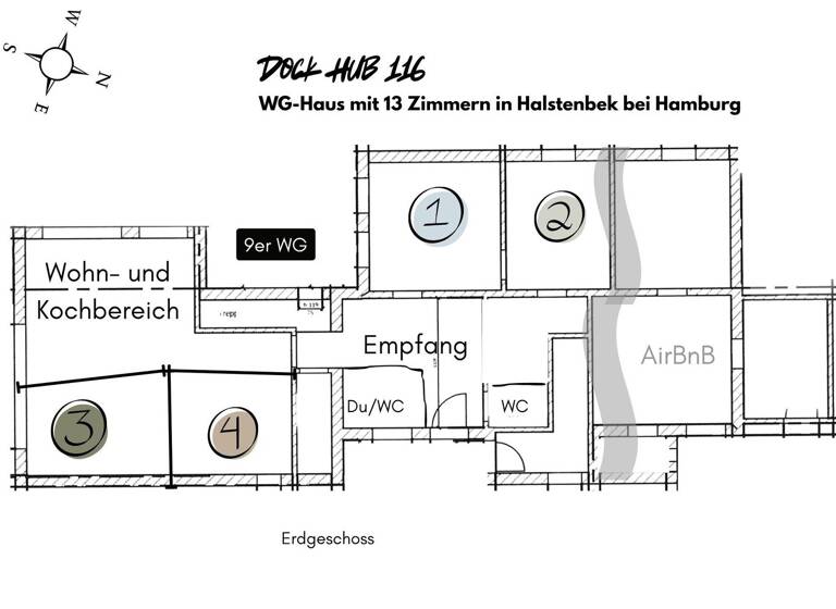 WG-Zimmer zur Miete 400 € 12 m² Geschoss 1/2 frei ab 01.06.2026 Dockenhudener Chaussee 116 Halstenbek 25469