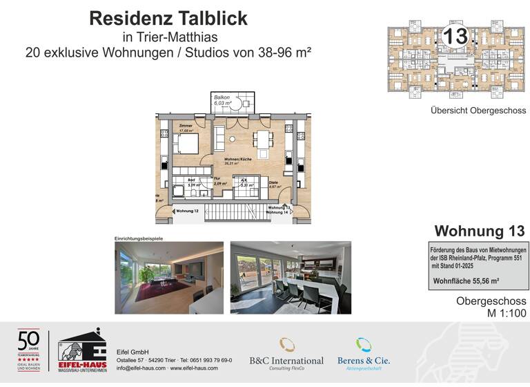 Wohnung zum Kauf provisionsfrei 265.855 € 2 Zimmer 55,6 m² Pellingerstraße 95 Weismark-Feyen Trier 54296